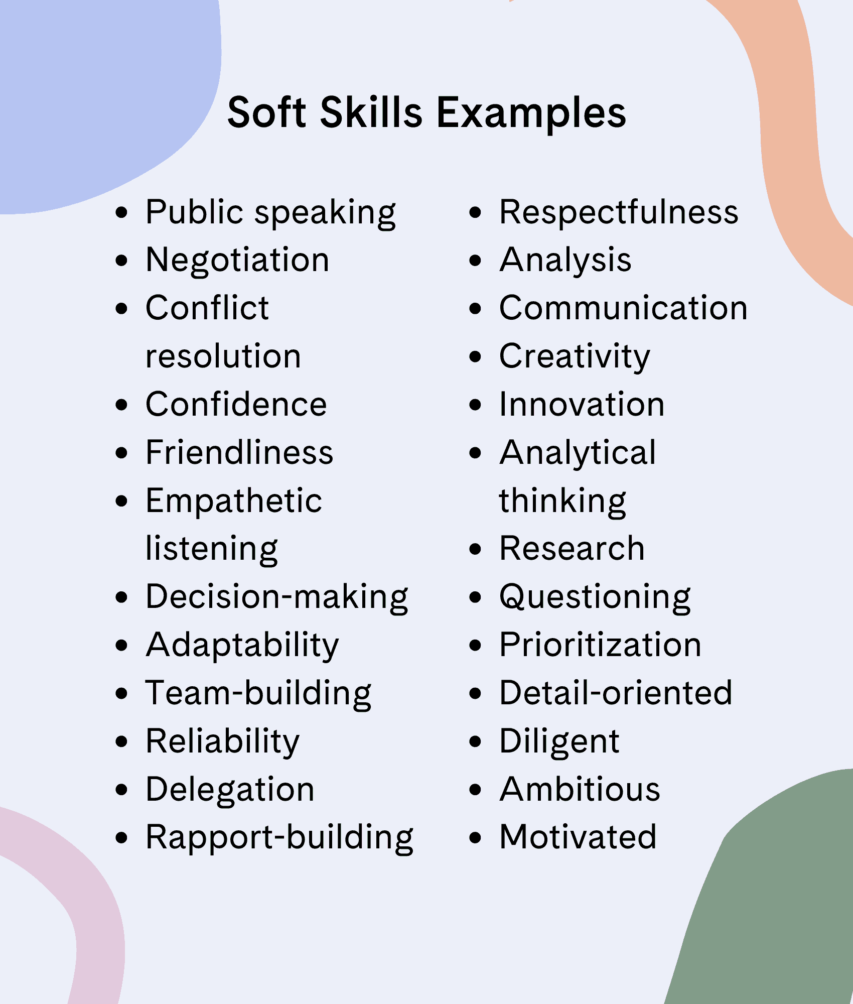 list of soft skill examples