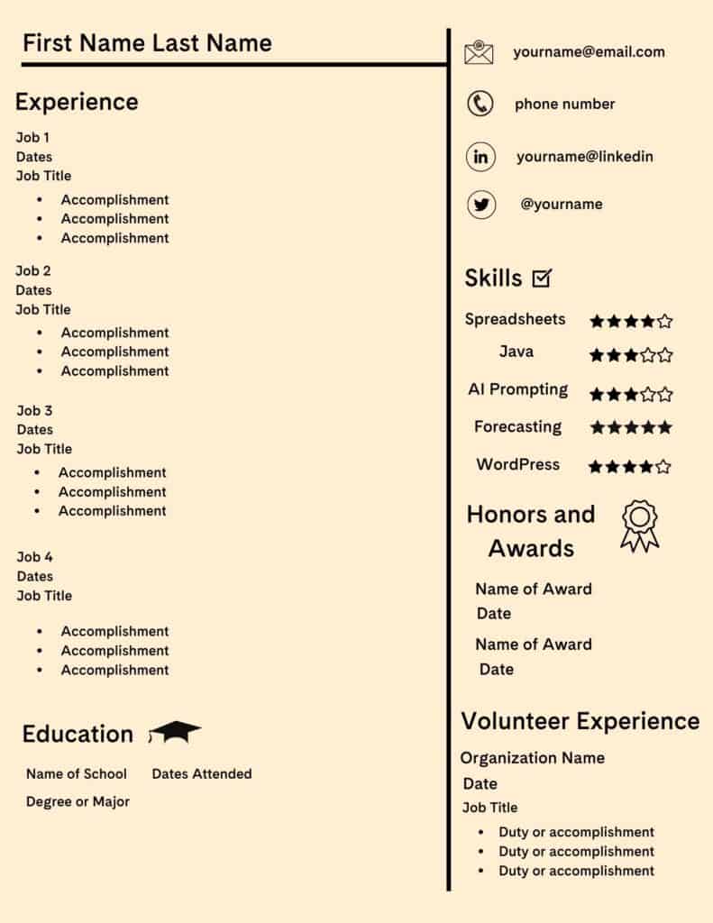 An infographic type of resume