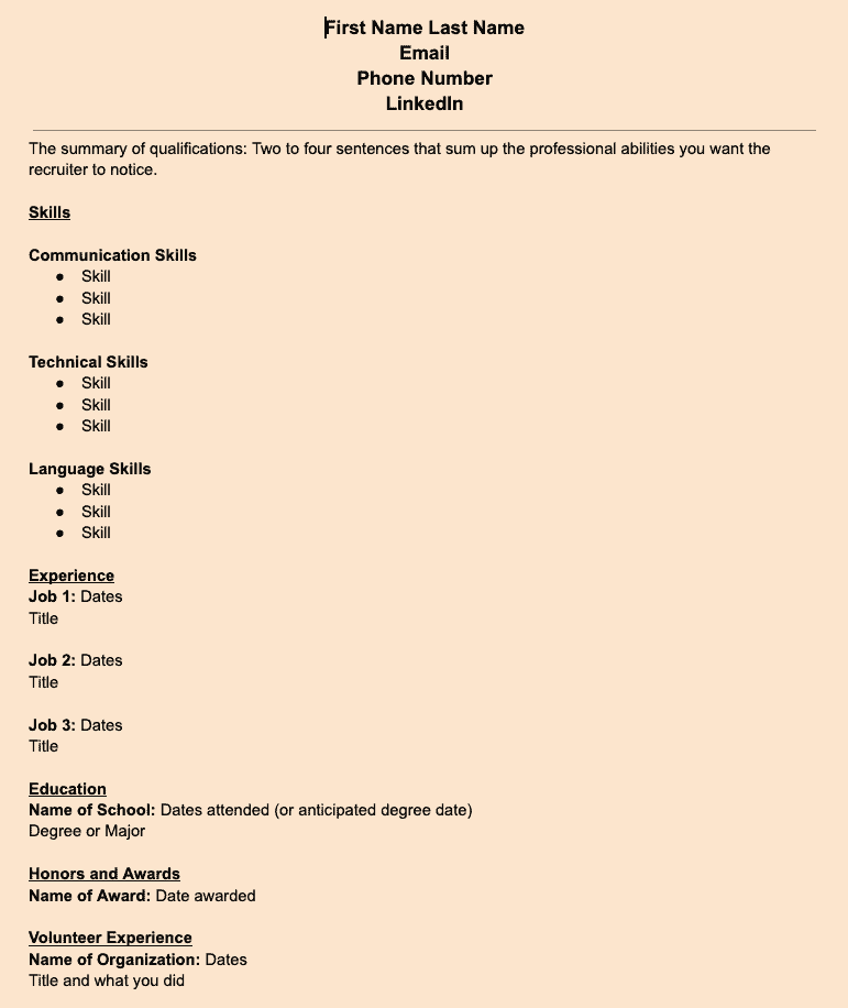 Picture of a functional type of resume
