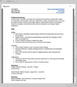 How a hybrid resume appears in an ATS