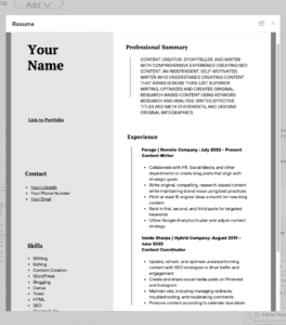 A picture of a 2 column resume