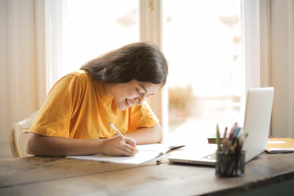 Student studying at computer