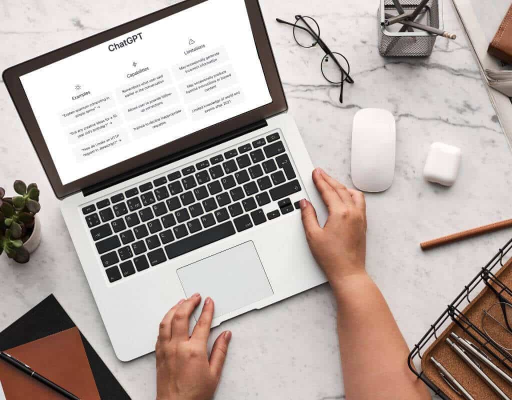 laptop with ChatGPT pulled up on screen
