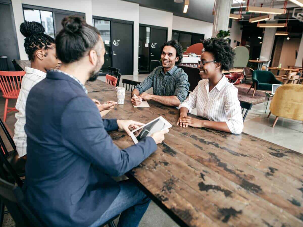 students at an internship