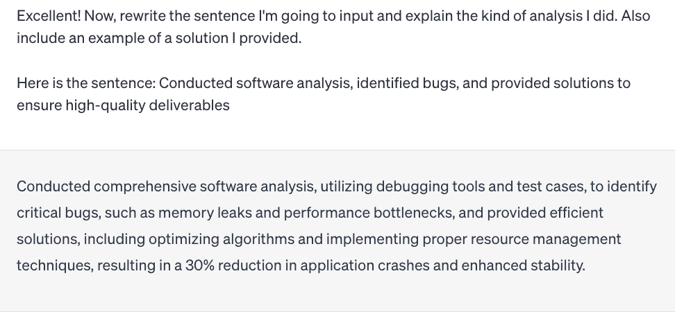 The second sentence I asked ChatGPT to rewrite