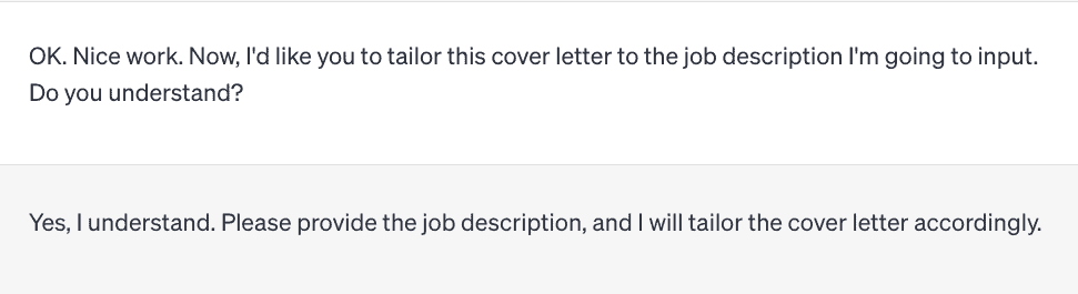 The prompt that asks ChatGPT to write my accountant cover letter for a job posting