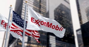 top energy company exxonmobil logo on flag